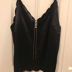 BP silk black cami with scalloped trim